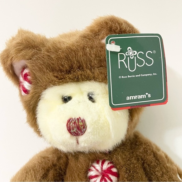 Russ Berrie Cookie Gingerbread Teddy Bear Plush Christmas Stuffed Animal - Picture 2 of 16